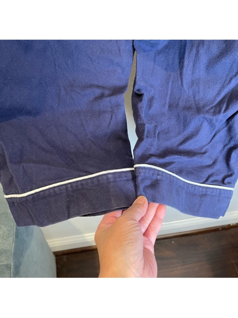 L.L. Bean Solid Flannel Pajama PJ Set Size XLP Navy Petite Warm Cozy Loungewear - Picture 12 of 12